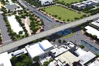 Phối cảnh nút giao thông ba tầng ở đầu cầu Trần Thị Lý.