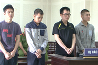 Bốn bị cáo tại phiên tòa hôm nay. Ảnh: Quang Khải