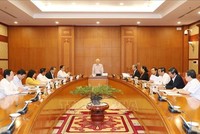 Tổng Bí thư, Chủ tịch nước Nguyễn Phú Trọng chủ trì phiên họp đầu tiên của Ban Chỉ đạo xây dựng Quy hoạch cán bộ cấp chiến lược nhiệm kỳ 2021-2026. Ảnh TTXVN.