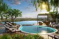 Phối cảnh 3D tiện ích bể bơi vô cực tại The Zen Residence.