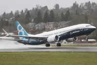 Nguyên mẫu Boeing 737 MAX 8 trong một chuyến bay thử nghiệm. Ảnh: Boeing.