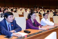 Đại biểu làm việc tại kỳ họp thứ 6 Quốc hội khoá XIV. Ảnh: Hoàng Phong.