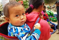 Những em bé đi chợ trên… lưng mẹ ở Bắc Hà!