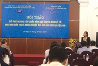 Đại diện Bộ Tài chính giới thiệu về khung tiêu chuẩn bảo hiểm tại hội thảo.