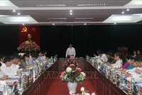 Ủy viên Bộ Chính trị, Bí thư Trung ương Đảng, Trưởng Ban Tổ chức Trung ương Phạm Minh Chính cùng Đoàn công tác Trung ương làm việc với Ban Thường vụ Tỉnh ủy Sơn La. Ảnh: TTXVN phát.