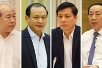 Các Thứ trưởng và nguyên Thứ trưởng Bộ GTVT (từ trái qua): Nguyễn Văn Công, Nguyễn Nhật, Nguyễn Ngọc Đông và Nguyễn Hồng Trường.