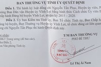 Quyết định kỷ luật Đảng đối với ông Phục.