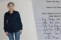 Lá đơn của ông Phạm Văn Thìn đính kèm ảnh con gái Phạm Thị Trà My. Ảnh:Đức Hùng.