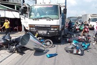 Hiện trường vụ tai nạn. (Ảnh: TTXVN phát).