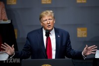 Tổng thống Mỹ Donald Trump phát biểu tại New York ngày 12/11/2019. (Ảnh: THX/TTXVN)