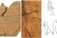 Tấm đất sét chứa chữ hình nêm và hình vẽ ác quỷ. Ảnh: Ancient Origins.