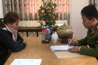 Nghi phạm Hồ Thị Thúy tại cơ quan công an.