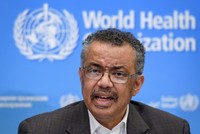 Tổng giám đốc WHO Tedros Adhanom Ghebreyesus trong cuộc họp báo tại Thụy Sĩ hôm 30/1. Ảnh: AFP.