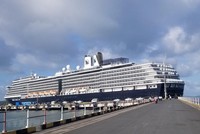 Du thuyền MS Westerdam neo tại cảng Sihanoukville, Tây Nam Campuchia ngày 14/2/2020. (Ảnh: THX/TTXVN).