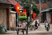 Tâm dịch Sơn Lôi, Bình Xuyên, Vĩnh Phúc trước ngày dỡ bỏ lệnh phong toả. (Ảnh: Hoàng Hùng/TTXVN).