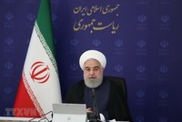 Tổng thống Iran Hassan Rouhani phát biểu tại cuộc họp nội các ở Tehran, ngày 8/4/2020. (Ảnh: AFP/TTXVN).