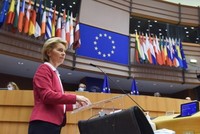 Chủ tịch Ủy ban Châu Âu Ursula von der Leyen nói về gói 750 tỷ euro tại Nghị viện châu Âu ở Brussels hôm 27/5. Ảnh: EC - Audiovisual Service.
