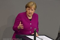 Thủ tướng Đức Angela Merkel phát biểu tại Berlin, Đức. (Nguồn: AFP/TTXVN).
