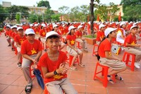 Đánh trống khai giảng năm học mới 2019-2020 tại trường THPT Phan Châu Trinh (Đà Nẵng). (Ảnh: Trần Lê Lâm/TTXVN)