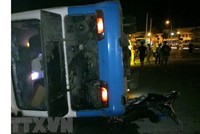 Hiện trường vụ tai nạn. (Ảnh: TTXVN phát).