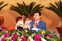 Đồng chí Nguyễn Tiến Hải phát biểu tại Đại hội. Ảnh: Báo Cà Mau.