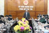 Ông Hoàng Nam, Phó chủ tịch UBND tỉnh Quảng Trị, phát biểu tại buổi họp. (Ảnh: Thanh Thủy/TTXVN).