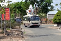 Phương tiện phục vụ tiếp nhận các công dân từ Philippines về cách ly tại Tiền Giang.