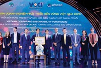 Các đơn vị đón nhận bằng khen của Thủ tướng cho Hội đồng Doanh nghiệp vì sự phát triển bền vững Việt Nam.