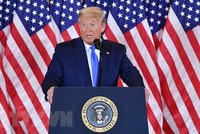 Tổng thống Donald Trump phát biểu tại Nhà Trắng ở Washington, DC, Mỹ. (Ảnh: AFP/TTXVN).