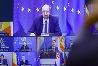 Hội nghị thượng đỉnh trực tuyến của các nhà lãnh đạo EU. (Ảnh: AP).