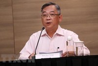 Bộ trưởng Y tế Singapore Gan Kim Yong tại cuộc họp báo ngày 24/3/2021. (Nguồn: MCI/TTXVN).