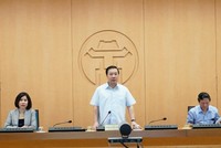 Phó Chủ tịch UBND thành phố Hà Nội Chử Xuân Dũng phát biểu kết luận cuộc họp. Ảnh: Hà Nội mới.