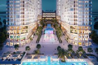 Toàn cảnh khu shophouse khối đế của dự án Apec Mandala Wyndham Mũi Né.