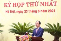 Ông Nguyễn Ngọc Tuấn, Chủ tịch Hội đồng Nhân dân thành phố Hà Nội khóa XV phát biểu tại phiên khai mạc Kỳ họp HĐND thành phố. (Ảnh: PV/Vietnam+).