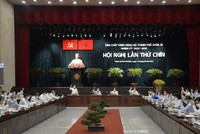 Bí thư Nguyễn Văn Nên đề nghị hội nghị bàn giải pháp, cơ chế để đồng hành cùng doanh nhân, doanh nghiệp vượt qua khó khăn trong giai đoạn phục hồi kinh tế và bình thường mới.