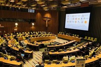 Cuộc họp theo thể thức Arria của HĐBA LHQ về chủ đề Mực nước biển dâng và các tác động đến hòa bình, an ninh quốc tế.(Nguồn: BQT).