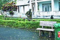 Chỉnh trang quang cảnh khu cách ly tại Trường cao đẳng Gia Lai - cơ sở 2. (ảnh: Huy Bắc - Bộ Chỉ huy Quân sự tỉnh Gia Lai).