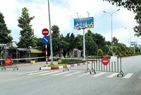 Một chốt kiểm soát dịch trên địa bàn thành phố Bạc Liêu. (Ảnh: TTXVN phát).