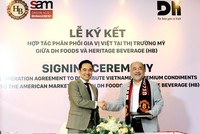 Lễ ký kết phân phối độc quyền sản phẩm gia vị giữa Dh Food và HP trưa ngày 22/2/2022.