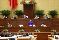 Thống đốc Ngân hàng Nhà nước Việt Nam Nguyễn Thị Hồng trả lời chất vấn. (Ảnh: Doãn Tấn/TTXVN).