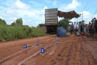 Hiện trường vụ tai nạn. (Ảnh: TTXVN phát)