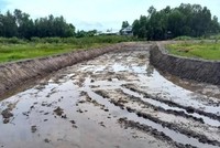 Một góc đường đua bò đã nạo vét lớp đất mặt. (Ảnh: TTXVN phát).