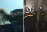 Lực lượng chức năng tiếp cận hiện trường vụ cháy. (Nguồn: VOV)