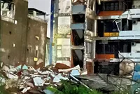 Hiện trường ngôi nhà sập phía sau khách sạn Hải Yến (Ảnh: Công an Hải Phòng).