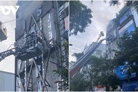 Hiện trường vụ cháy quán karaoke tại 231 phổ Quan Hoa, Cầu Giấy khiến 3 chiến sĩ cảnh sát PCCC hy sinh.