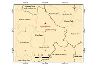 Bản đồ chấn tâm động đất xảy ra ở huyện Kon Plông sáng 3/9 (Ảnh chụp màn hình).