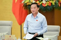 Phó chủ tịch Quốc hội Nguyễn Khắc Định phát biểu tại phiên thảo luận.