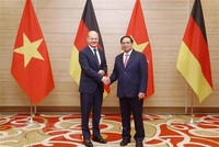 Thủ tướng Phạm Minh Chính và Thủ tướng Đức Olaf Scholz. (Ảnh: Lâm Khánh/TTXVN)