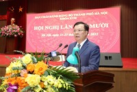 Bí thư Thành ủy Hà Nội Đinh Tiến Dũng phát biểu kết luận Hội nghị.