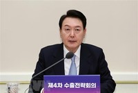 Tổng thống Hàn Quốc Yoon Suk-yeol phát biểu tại cuộc họp ở Seoul. (Ảnh: YONHAP/TTXVN)